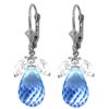 Genuine 14.4 ctw White Topaz & Blue Topaz Earrings Jewelry 14KT White Gold - REF-46X7M