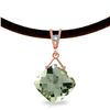 Genuine 8.76 ctw Green Amethyst & Diamond Necklace Jewelry 14KT Rose Gold - REF-30Y6F