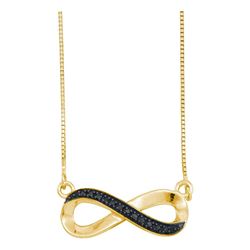 0.05 CTW Black Color Diamond Infinity Pendant 10KT Yellow Gold - REF-13N4F