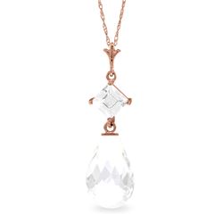 Genuine 5.5 ctw White Topaz Necklace Jewelry 14KT Rose Gold - REF-22R2P