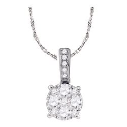 0.48 CTW Diamond Cluster Pendant 18KT White Gold - REF-97F4N