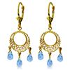 Genuine 3.75 ctw Blue Topaz Earrings Jewelry 14KT Yellow Gold - REF-43P8H