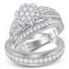 1.35 CTW His & Hers Diamond Cluster Matching Bridal Ring 10KT White Gold - REF-86M2H