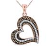 0.40 CTW Brown Color Diamond Heart Pendant 10KT Rose Gold - REF-30Y2X