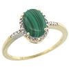 Natural 1.67 ctw Malachite & Diamond Engagement Ring 10K Yellow Gold - REF-15N9G