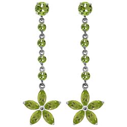 Genuine 4.8 ctw Peridot Earrings Jewelry 14KT White Gold - REF-56T8A