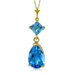 Genuine 2 ctw Blue Topaz Necklace Jewelry 14KT Yellow Gold - REF-24X3M