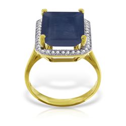 Genuine 6.6 ctw Sapphire & Diamond Ring Jewelry 14KT Yellow Gold - REF-114X8M