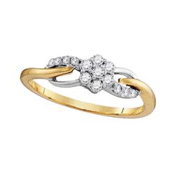 0.24 CTW Diamond Flower Cluster Infinity Ring 10KT Yellow Gold - REF-24N2F