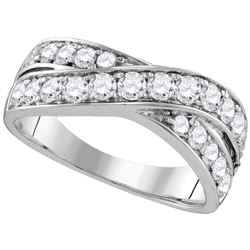 1 CTW Diamond Double Row Crossover Ring 14KT White Gold - REF-94N4F