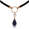 Genuine 10.80 ctw Sapphire & Pearl Necklace Jewelry 14KT Rose Gold - REF-64M4T
