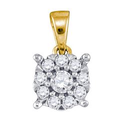 0.26 CTW Diamond Flower Cluster Pendant 10KT Yellow Gold - REF-22X4Y