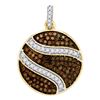 Image 1 : 0.75 CTW Cognac-brown Color Diamond Circle Cluster Pendant 10KT Yellow Gold - REF-30M2H