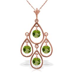 Genuine 1.20 ctw Peridot Necklace Jewelry 14KT Rose Gold - REF-30Y7F