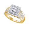 Image 1 : 0.75 CTW Princess Diamond Cluster Bridal Engagement Ring 14KT Yellow Gold - REF-104H9M