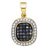 Image 1 : 0.25 CTW Black Color Diamond Square Cluster Pendant 10KT Yellow Gold - REF-14X9Y