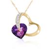Genuine 3.2 ctw Amethyst & Diamond Necklace Jewelry 14KT Yellow Gold - REF-49F6Z