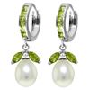 Genuine 10.30 ctw Peridot & Pearl Earrings Jewelry 14KT White Gold - REF-56V7W