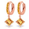 Genuine 4.4 ctw Citrine Earrings Jewelry 14KT Rose Gold - REF-53M6T