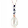Genuine 4.15 ctw Pearl, Sapphire & Diamond Necklace Jewelry 14KT Rose Gold - REF-20Y4F