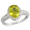 Natural 1.91 ctw Lemon-quartz & Diamond Engagement Ring 14K White Gold - REF-40W5K