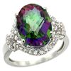 Natural 5.89 ctw mystic-topaz & Diamond Engagement Ring 14K White Gold - REF-88R8Z