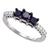 0.95 CTW Black Color Diamond 3-stone Bridal Ring 10KT White Gold - REF-26F9N