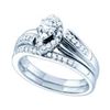 0.32 CTW Marquise Diamond Bridal Engagement Ring 14KT White Gold - REF-59X9Y