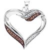 0.10 CTW Cognac-brown Color Diamond Heart Pendant 10KT White Gold - REF-14X9Y
