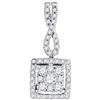 0.50 CTW Diamond Square Cluster Pendant 10KT White Gold - REF-40Y4X