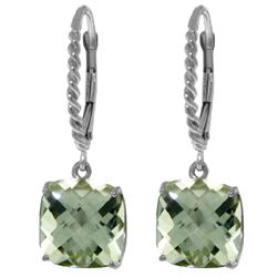 Genuine 7.2 ctw Green Amethyst Earrings Jewelry 14KT White Gold - REF-42F7Z