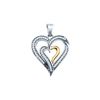 0.15 CTW Diamond Double Nested 2-tone Heart Love Pendant 10KT White Gold - REF-22X4Y
