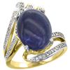 Image 1 : Natural 4.78 ctw lapis-lazuli & Diamond Engagement Ring 14K Yellow Gold - REF-87Z3Y