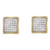 0.25 CTW Pave-set Diamond Square Cluster Milgrain Earrings 10KT Yellow Gold - REF-24K2W