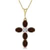 Genuine 1.88 ctw Garnet & Diamond Necklace Jewelry 14KT Yellow Gold - REF-39H8X