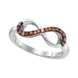 0.20 CTW Brown Color Diamond Infinity Ring 10KT White Gold - REF-14W9K