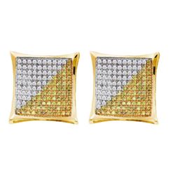 0.50 CTW Mens Yellow Color Diamond Square Kite Earrings 10KT Yellow Gold - REF-19N4F