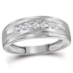 0.23 CTW Mens Diamond Wedding Ring 10KT White Gold - REF-26N9F