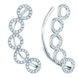 0.33 CTW Diamond Circle Climber Curved Earrings 10KT White Gold - REF-30N2F