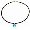 Genuine 6 ctw Blue Topaz Necklace Jewelry 14KT White Gold - REF-30P5H