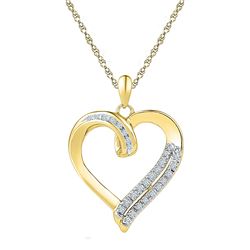 0.10 CTW Diamond Heart Pendant 10KT Yellow Gold - REF-16N4F