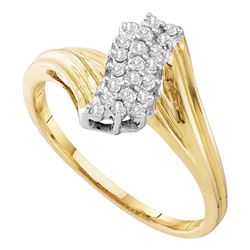 0.16 CTW Prong-set Diamond Cluster Ring 10KT Yellow Gold - REF-13W4K