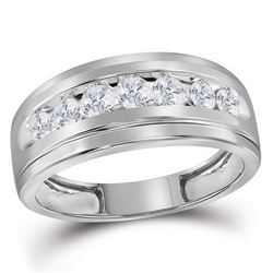 0.75 CTW Mens Channel-set Diamond Single Row Wedding Ring 10KT White Gold - REF-52Y4X