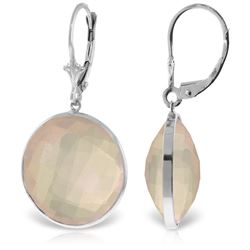 Genuine 34 ctw Rose Quartz Earrings Jewelry 14KT White Gold - REF-58Z2N