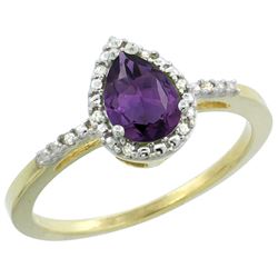 Natural 1.53 ctw amethyst & Diamond Engagement Ring 10K Yellow Gold - REF-18Z9Y