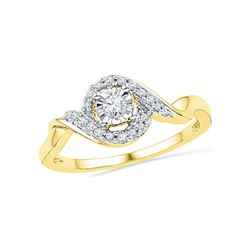 0.16 CTW Diamond Solitaire Promise Bridal Ring 10KT Yellow Gold - REF-18W2K