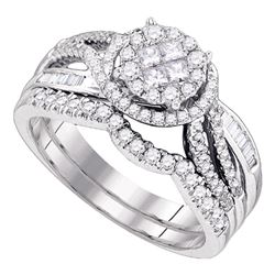 0.75 CTW Princess Diamond Soleil Bridal Engagement Ring 14KT White Gold - REF-104M9H