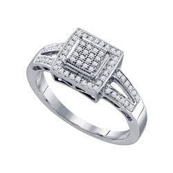 0.20 CTW Diamond Square Cluster Bridal Engagement Ring 10KT White Gold - REF-30F2N