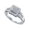 Image 1 : 0.20 CTW Diamond Square Cluster Bridal Engagement Ring 10KT White Gold - REF-30F2N