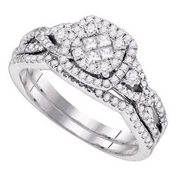 0.73 CTW Princess Diamond Soleil Cluster Bridal Engagement Ring 14KT White Gold - REF-89N9F